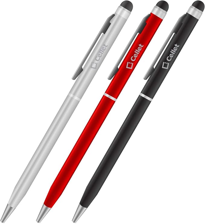 PRO Stylus Pen for Asus ZE551KL with Ink High Accuracy Extra Sensitive Compact Form for Touch Screens [3 Pack-Black-Red-Silver]