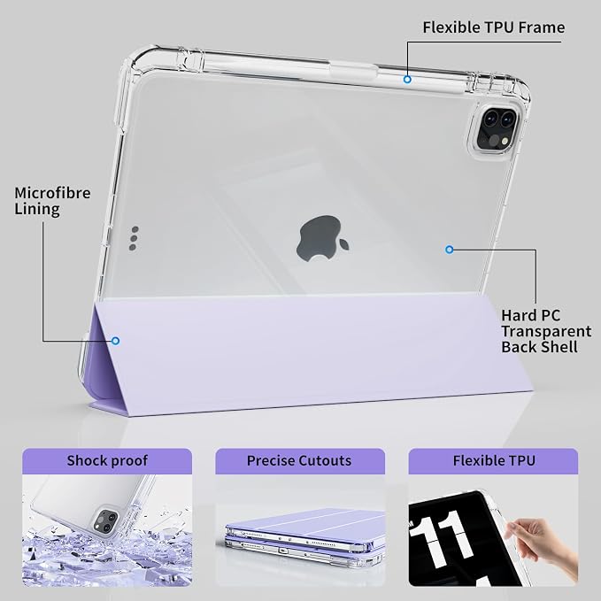Case for iPad Air 13 Inch Case M4/M3/M2 (2026/2025/2024) Pro 12.9 Inch (6th/5th Gen 2022/2021) 2 in 1 Detachable Cover with Clear Hard Back Supports Touch ID Auto Wake/Sleep Black