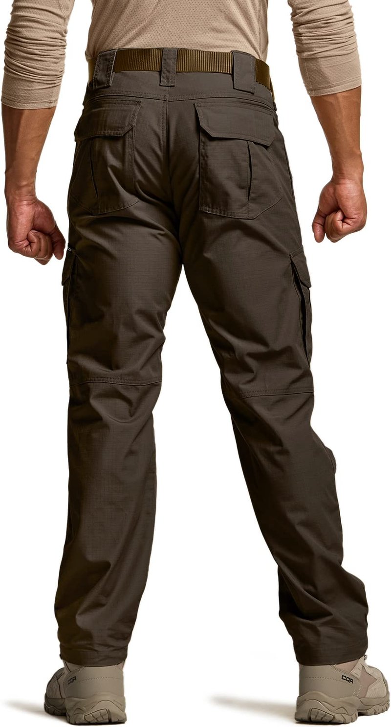 CQR Men's Tactical Pants, Water Resistant Ripstop Cargo Pants, Lightweight EDC Work Hiking Pants, Outdoor Apparel, Duratex Mag Pocket Dark Brown, 38W x 30L