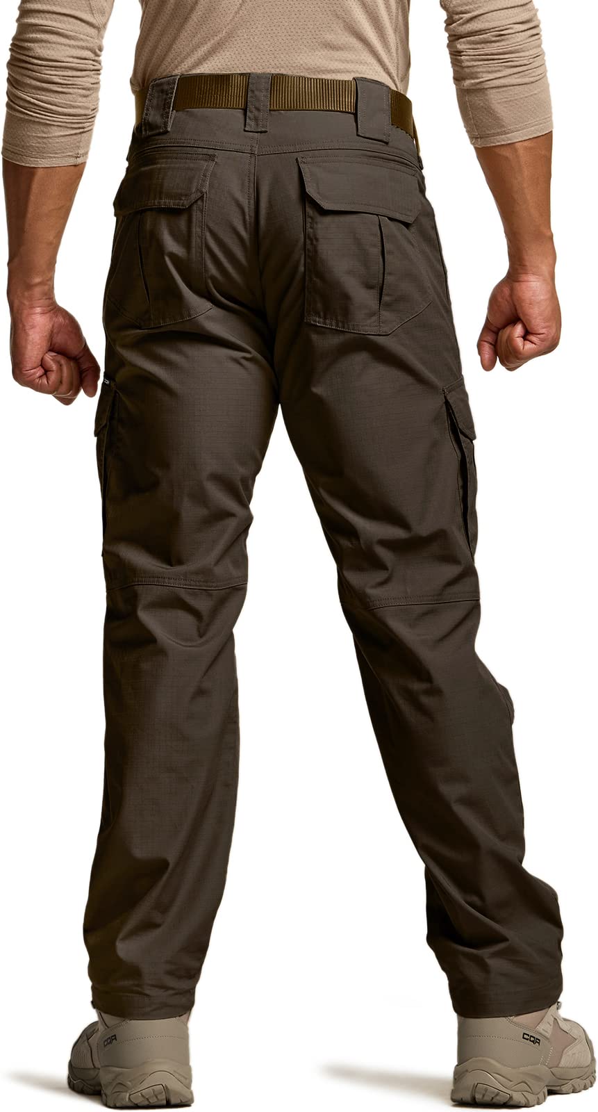 CQR Men's Tactical Pants, Water Resistant Ripstop Cargo Pants, Lightweight EDC Work Hiking Pants, Outdoor Apparel, Duratex Mag Pocket Dark Brown, 34W x 34L