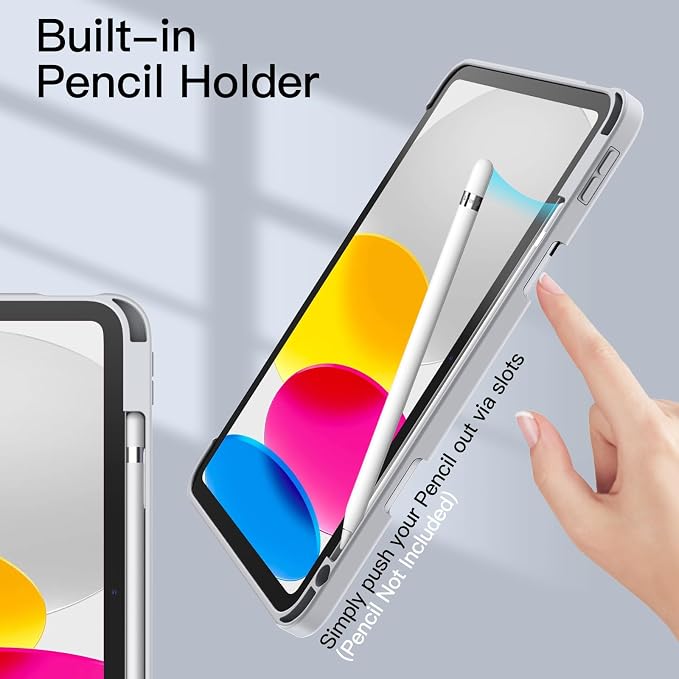 JETech Case Cover for iPad (A16) 11th/10th Gen Black | For 2025/2022 Model Clear Transparent Back Pencil Holder Slim Shockproof Tri-Fold Stand Auto Wake/Sleep