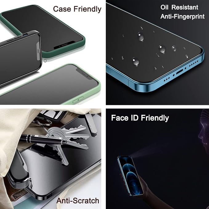 2 Pack Compatible with iPhone 12 Pro Max 6.7 Matte Privacy Screen Protector Anti-Glare Anti-Spy Scratch Resistant Tempered Glass Film Anti-Shatter Rounded Edge Full Coverage