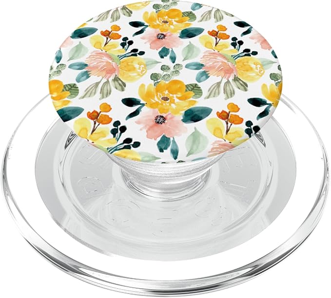 Yellow Rose Pink Floral Orange Flower Design for Women Girls PopSockets Adhesive PopGrip