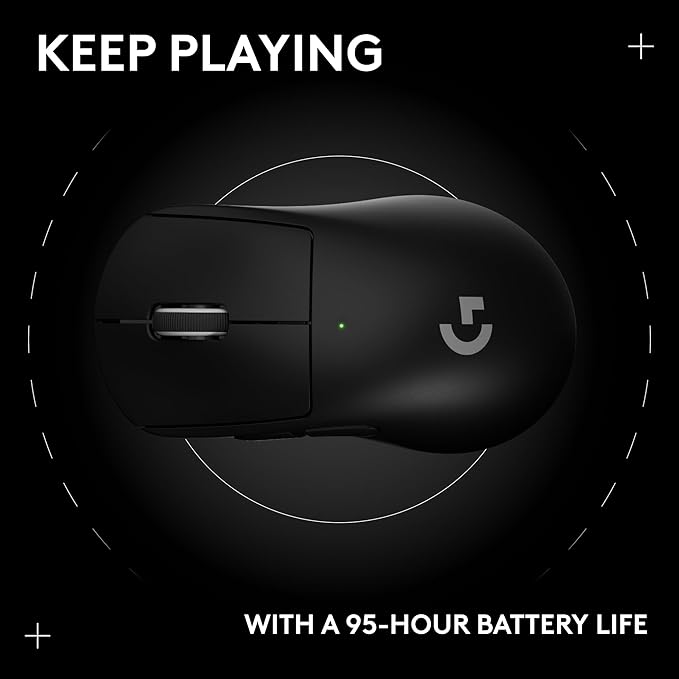 Logitech G PRO X Superlight 2 DEX Wireless Gaming Mouse, 60g pro-Grade Right-Handed Mouse with 5 programmable Buttons, USB-C Charging, 44k DPI Sensor, up to 8 kHz Polling for PC/Mac - Black