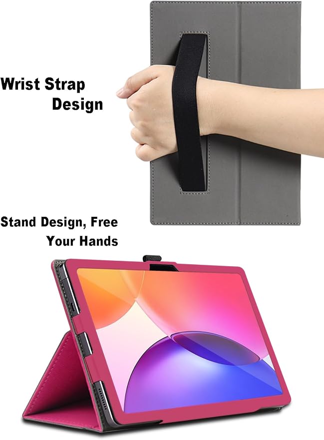 Case for TCL Tab A1 Plus 12.2 inch TCL Tab A1 Plus Tablet Case Folding Stand Protective Cover with Pencil Holder and Wrist Strap Full Protection. (Black)