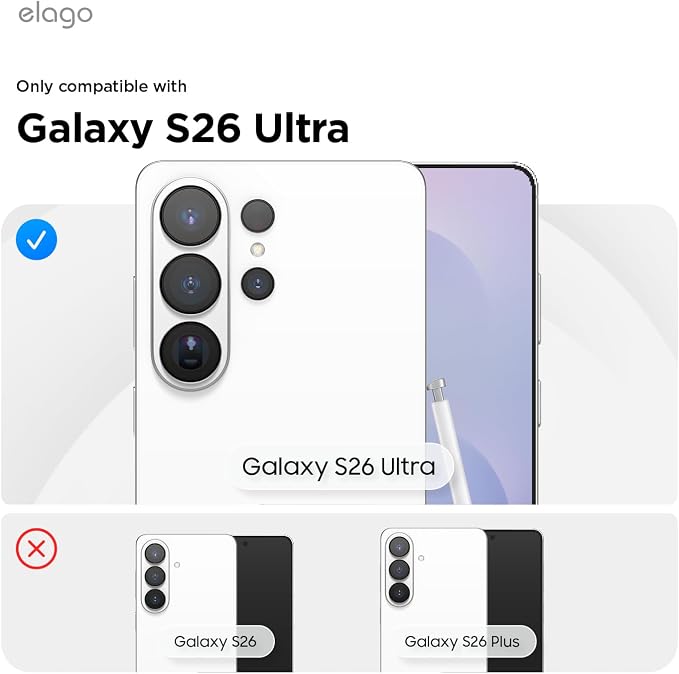 elago Tempered Glass+ Screen Protector for Samsung Galaxy S26 | Case Friendly 9H Surface Hardness Anti-Fingerprint Shatter-Proof Scratch Protection Bubble-Free