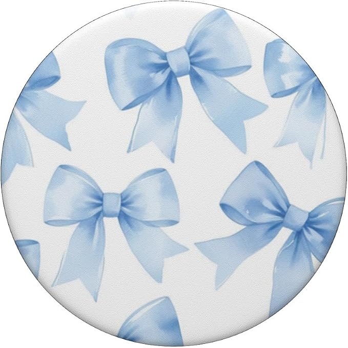 Light Blue Satin Bow Pattern PopSockets Adhesive PopGrip