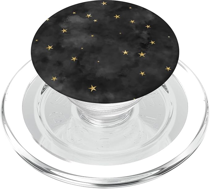Starry Night Galaxy Tiny Golden Stars on Smoky Charcoal Gray PopSockets Adhesive PopGrip