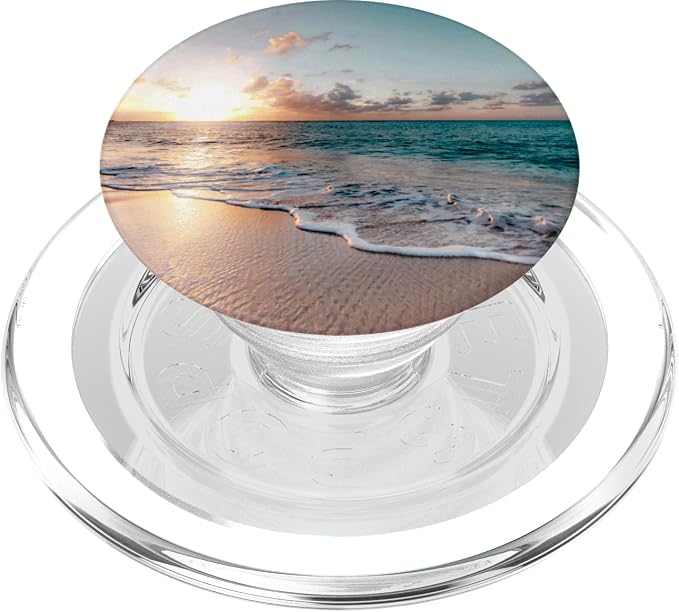 Beach Ocean Sunset Wave - Tropical Sand PopSockets Adhesive PopGrip