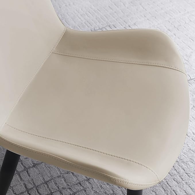 Dining Chairs, Modern PU Leather Dining Room Chair with Sturdy Metal Legs, Upholstered Seat Dinner Chairs Accent Side Chairs for Indoor Kitchen Living Room (Light Grey, Set of 6)