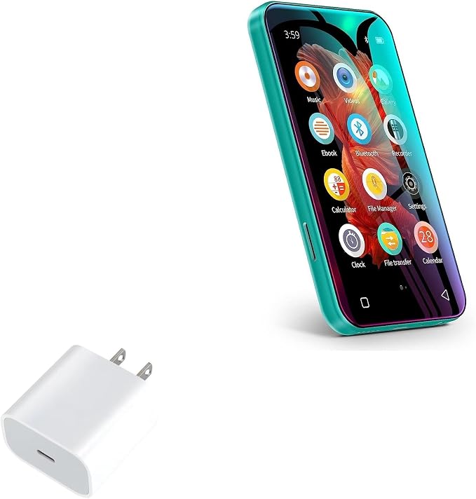 BoxWave Charger Compatible with TIMMKOO Q3E MP3 Player - PD GAN miniCube (30W) 30W Tiny PD GAN Type-C Wall Charger - Winter White