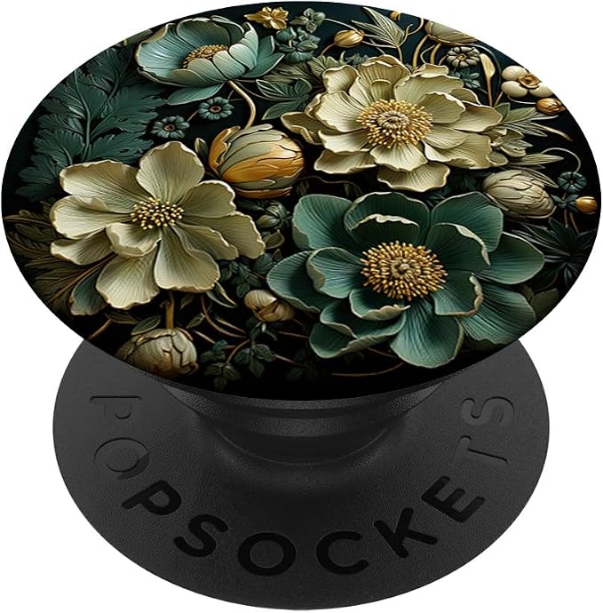Floral Flower Beautiful Flowers and Leaves Green PopSockets Adhesive PopGrip