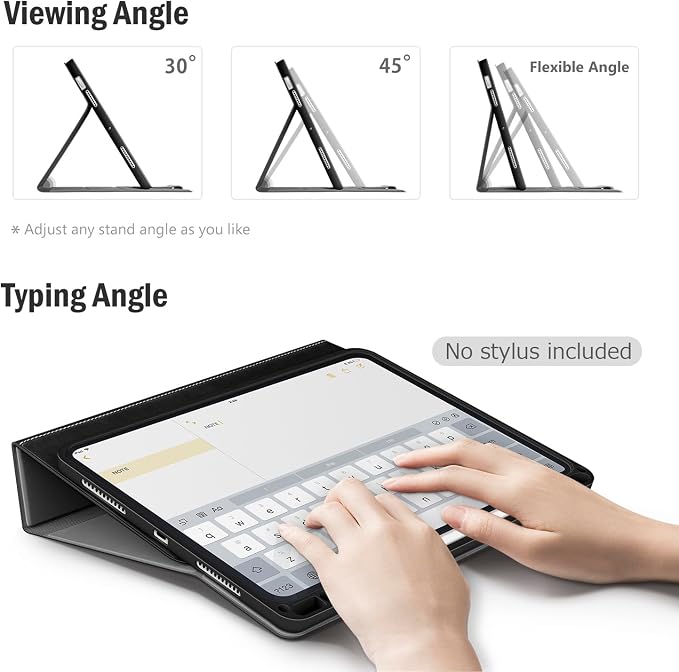 Antbox Case for iPad Air 11-inch M4/M3/M2 (2026/2025/2024) iPad Air 5th/4th Generation 10.9'' Vegan Leather with Pencil Holder Typing Angle Auto Sleep/Wake Muti-Stand (Black)