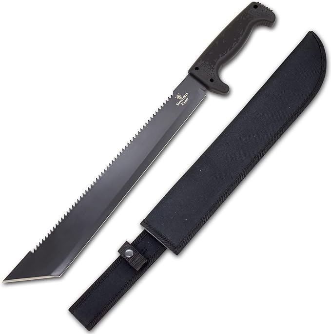 Snake Eye Machete with Heavy Duty Construction-Ergonomic Non-Slip Handle and Belt Sheath for Gardening, Land-Management, Bushcraft, Hunting and Outdoor