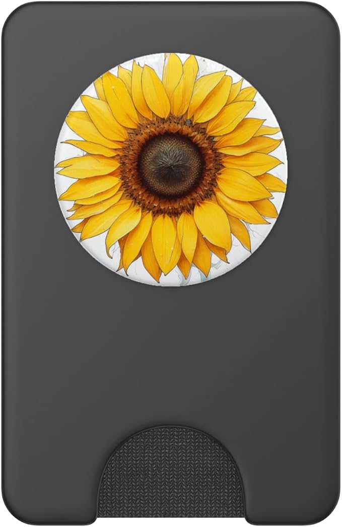 Yellow Sunflower Bloom Illustration Print PopSockets PopWallet for MagSafe