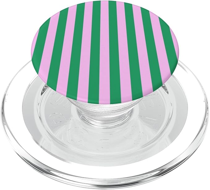 Green and Pink Striped Vertical Preppy Stripes Cute Girly PopSockets PopWallet for MagSafe