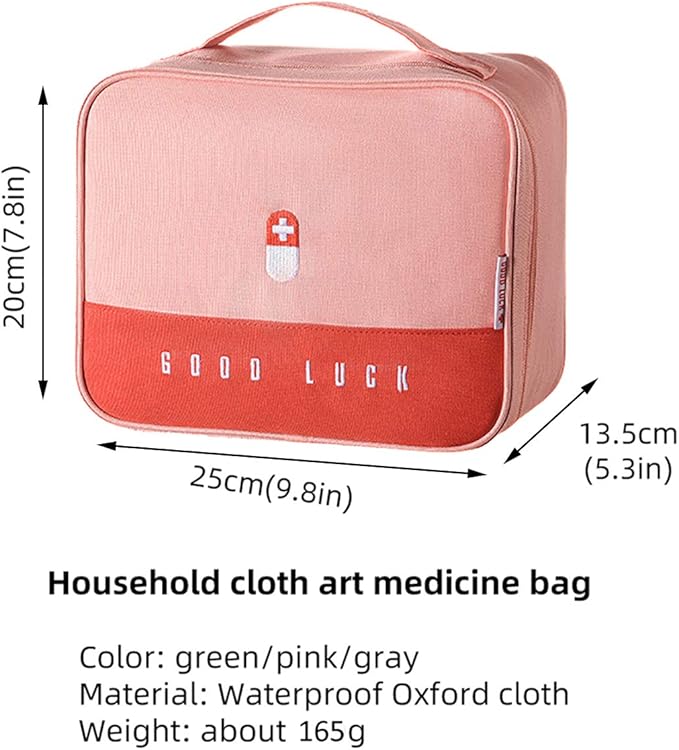 paerma Empty First Aid Bags Travel Medical Supplies Insulated Medicine Bag Convenient Safety Kit Suit for Family Outdoors Hiking Camping Car Office Workplace,Pink