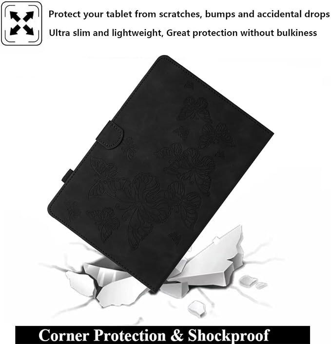 Fire HD 8 Case Slim Folding Stand Auto Wake/Sleep Wallet Case with Cards/Cash Holder for Amazon Fire HD 8(8th/7th/6th Gen 2018/2017/2016 Release)-Black
