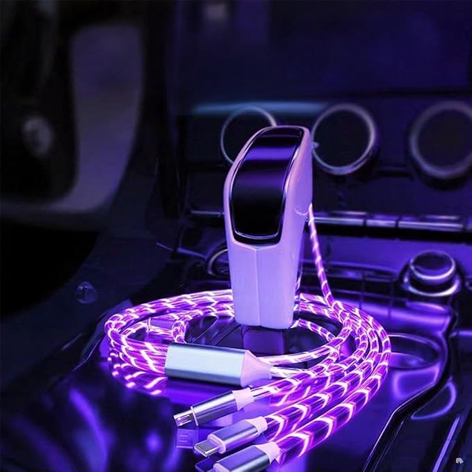 IHAO Multi Ports Charger Cable 3 Combinations in One Cable USB A to USB C/Micro USB PD Fast Charging Cord Lighted Up LED Flowing Compatible with Almost All Kinds of Electric Device-39Inches Blue