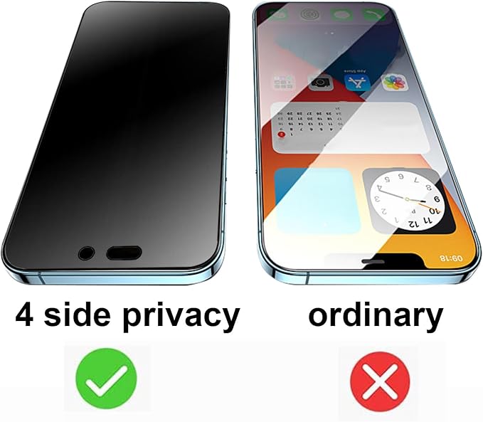2 Pack 360 Degree Anti-glare Privacy Screen Protector for iPhone 16 Pro/iPhone 17 Matte Anti-Spy 4 Direction Soft Film 6.3 inch