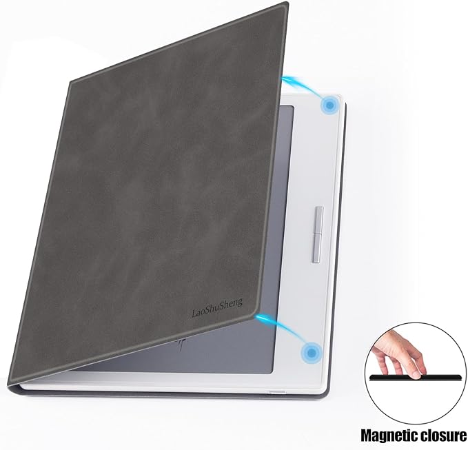 Magnetic Case for 7 Onyx Boox Tablet Go 7/Go 7 Color (1/2th Gen2024/2025) Slim Lightweight Premium PU Leather Folio Cover with Magnetic Closure &amp Auto Sleep/Wake (Advanced Grey)