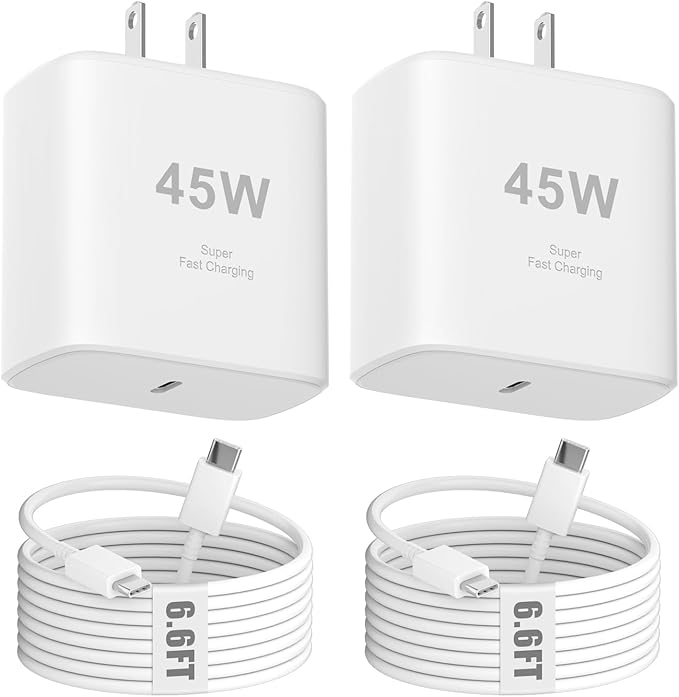 45W USB C Charger Compatible with iPhone 17/17 Pro/17 Pro Max/Air/16/16 Pro/16 Pro Max/15/15 Pro Max2Pack 6.6FT Type C Charger Block &amp CableSuper Fast Charging for Samsung Phone