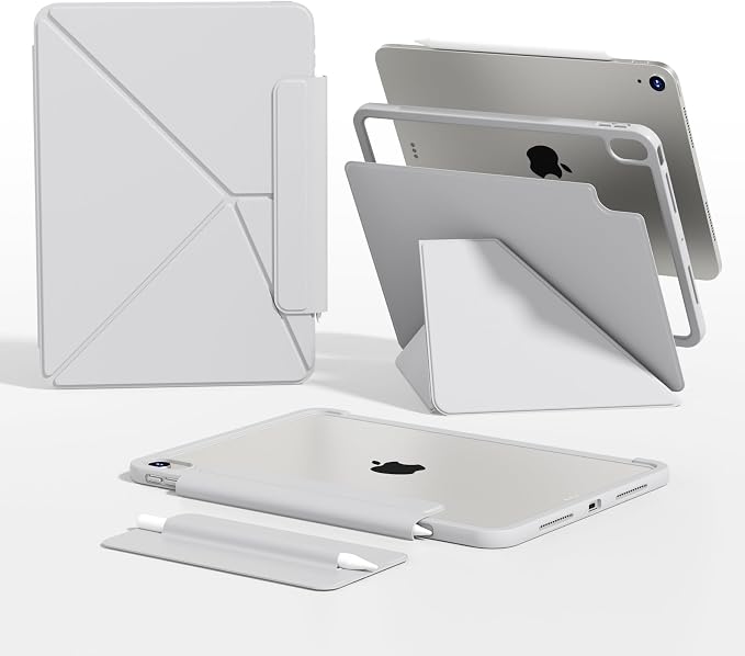 kenke Magnetic Case for iPad Air 11'' Air 10.9'' 5th/4th Gen Black | For iPad Air 11 M4 M3 M2 Air 10.9 (5th/4th 2022/2020) Multi-Folding Stand Cover Detachable Frame Back Auto Wake/Sleep