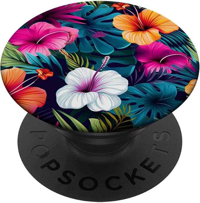 Watercolor Hibiscus Pattern Hawaii Flower Tropical Floral PopSockets PopGrip for MagSafe
