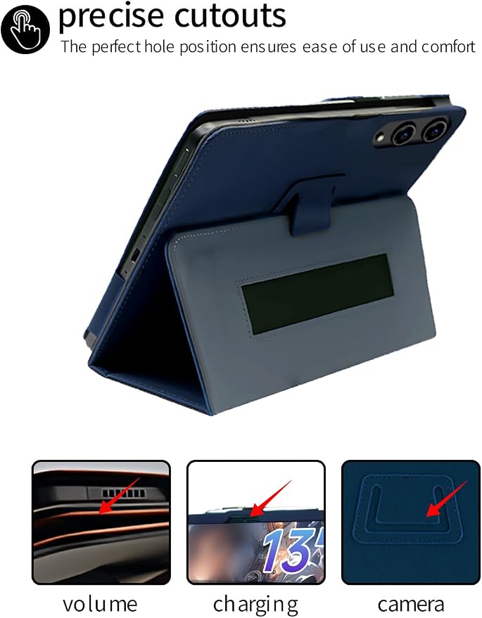 for TECLAST T65 13.4 Inch Android Tablet CaseBOVUGAC Folding Stand Protective Cover with Pencil Holder and Wrist StrapFull Protection Premium PUScratch Resistant(Black)