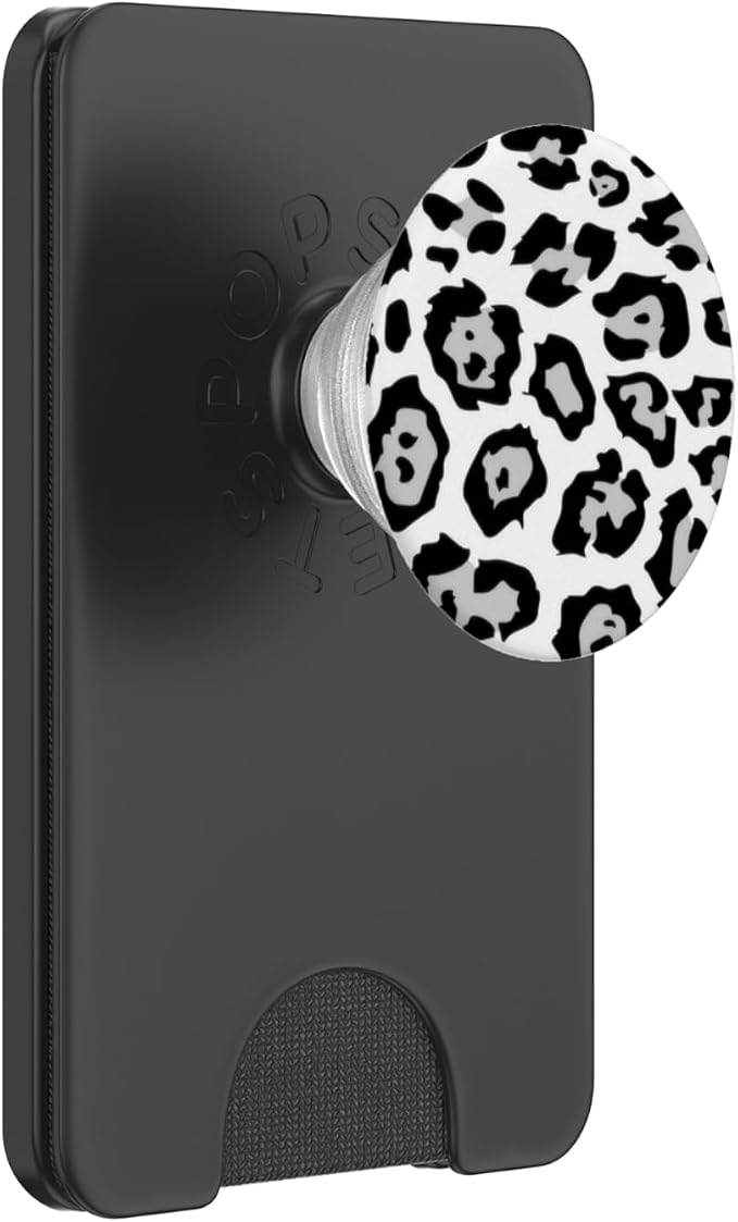 Leopard Print: Black and White Cheetah Animal Knob for Women PopSockets Adhesive PopGrip