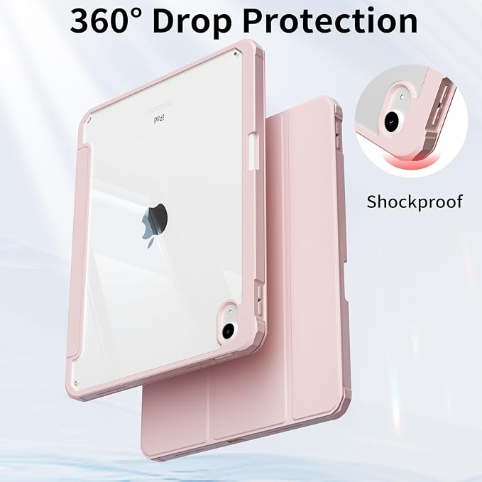 Detachable Case for iPad A16 11th Gen 11/10th Gen 10.9 Black | Slim Transparent Shell Back Soft Shockproof TPU Frame Without Pencil Holder Auto Sleep/Wake
