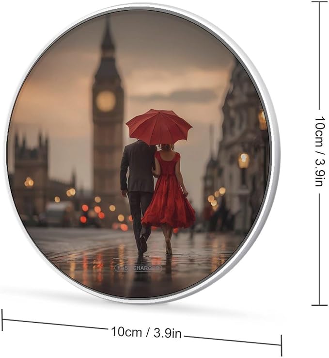 Couple Walking in London Street Big Ben Wireless Charger SlimWireless Charging Pad Anti-Slip Charger Mat for Men Women