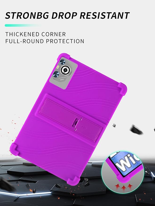 Case for Dghrti TAB30 2025 Android 14 Tablet 10.1 Inch，WUNIAK Shock Proof Lightweight Stand Rubber Shell Protective CoverKids Friendly Soft Silicone Adjustable Stand CoverBlack