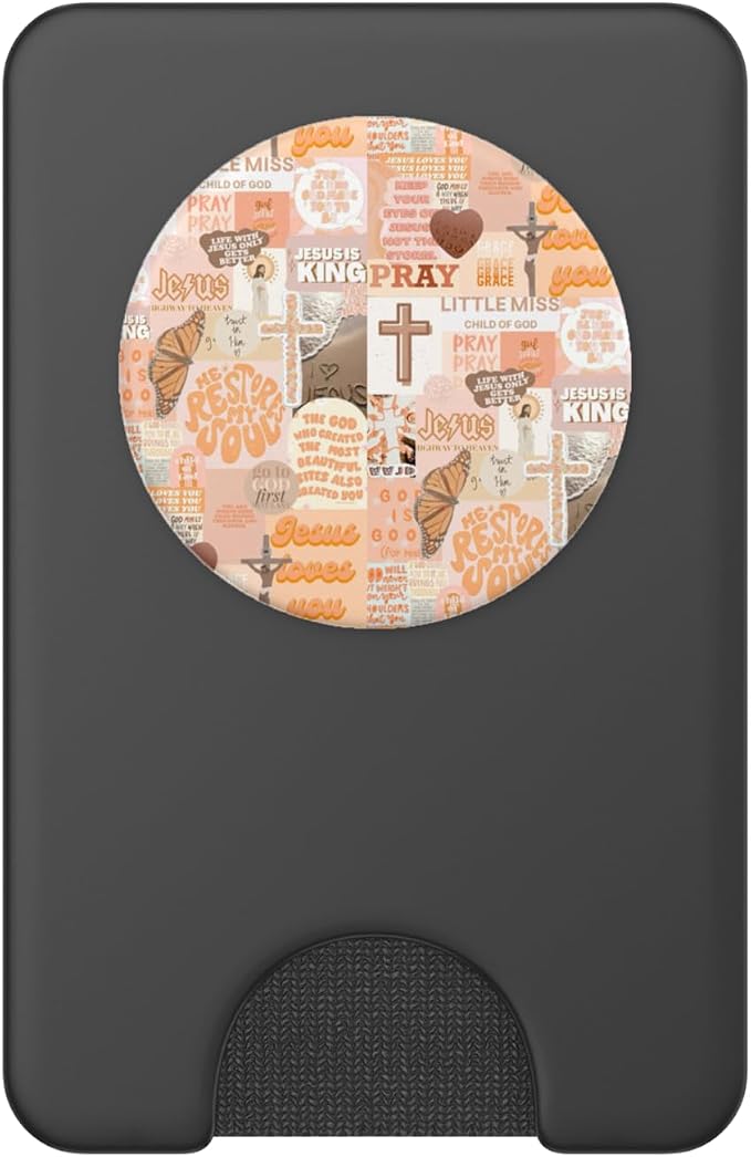 Orange Aesthetic Christian Bible Verse Jesus Cross Collage PopSockets Adhesive PopGrip
