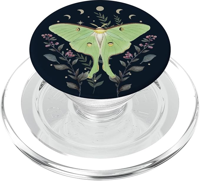 Celestial Moon Moth Butterfly Floral Pattern PopSockets Adhesive PopGrip