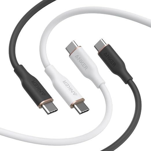 Anker USB C Cable 240W Type C Fast Charging (2-Pack 6 ft Black + White) | USB 2.0 for iPhone 17 / 16 / 15 Series MacBook Pro 2020 and More