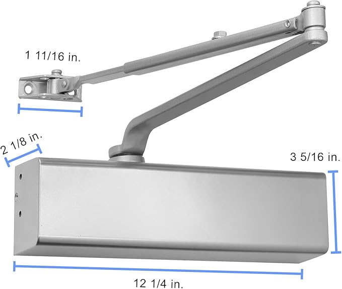 Lawrence Heavy Duty Door Closer Commercial Grade 1 - Adjustable 6-Speed Delayed-Action Door Control with 3 Pistons – Flexible Installation with Included Hardware - Embassy Series LH816