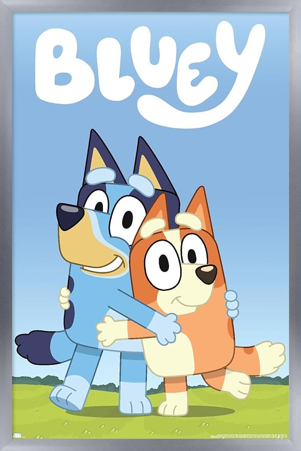 Bluey - Hug Wall Poster, 34L" x 22.4W", Silver Framed Version