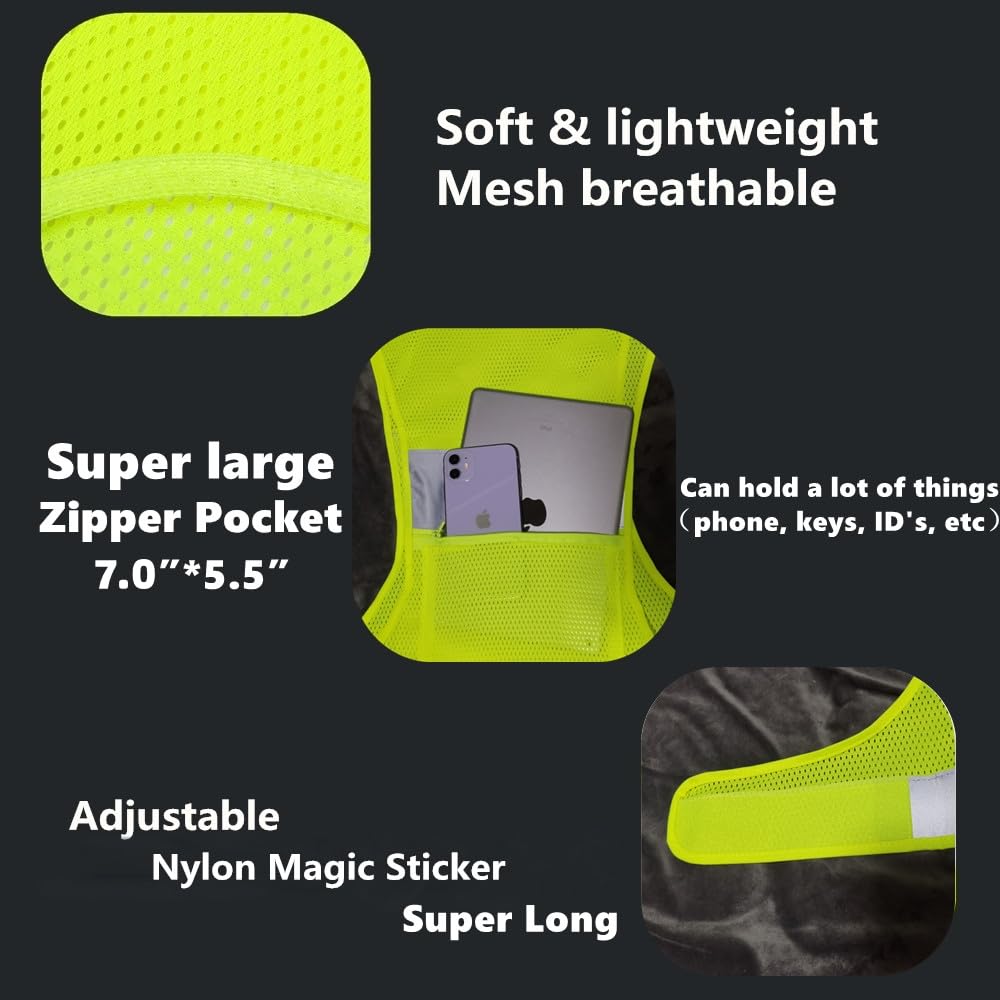 IDOU 2Pack Reflective Running Safety Vest, High Vis for Walking Cycling L