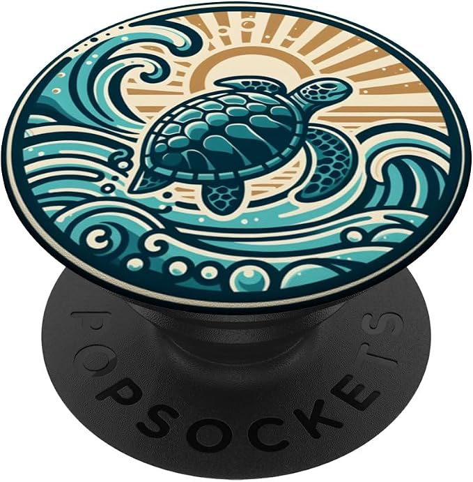Ocean Beach Vacation Sea Turtle Tortuga Hawaii Island Swim PopSockets Adhesive PopGrip