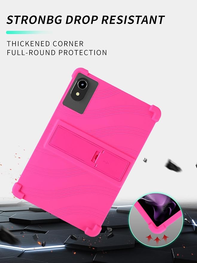 Case for ApoloMedia EP1095T 11 Tablet 2025 Android 15，WUNIAK Shock Proof Lightweight Stand Rubber Shell Protective CoverKids Friendly Soft Silicone Adjustable Stand CoverBlack