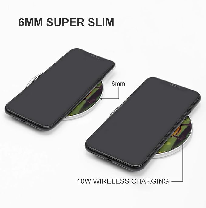 Honey Beem Wireless Charger 10W Qi-Certified Fast Wireless Charging Pad with USB Cable &amp LED Indicator Fashion Charger Mat Portable Charging Station for All Qi-Enabled Phones