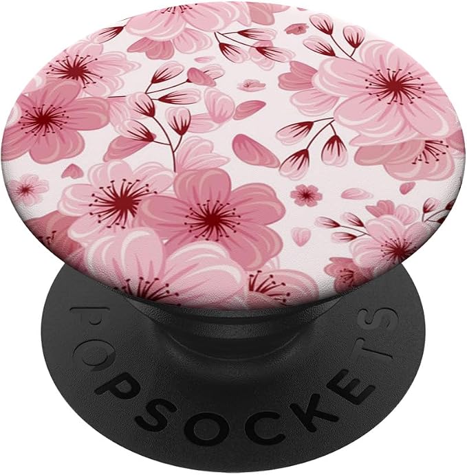 Pink Cherry Blossom Floral Pattern PopSockets PopGrip for MagSafe