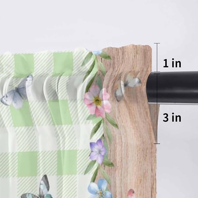 Easter Sheer Valances for Windows 60"x18", Light Filtering Kitchen Curtains