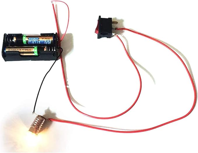 FDXGYH Electrical Circuit Experiment Kit 1set DIY Circuit Experiment Small Bulb Lights up kit Battery Box Lamp Holder Switch for Home School Educational Kit