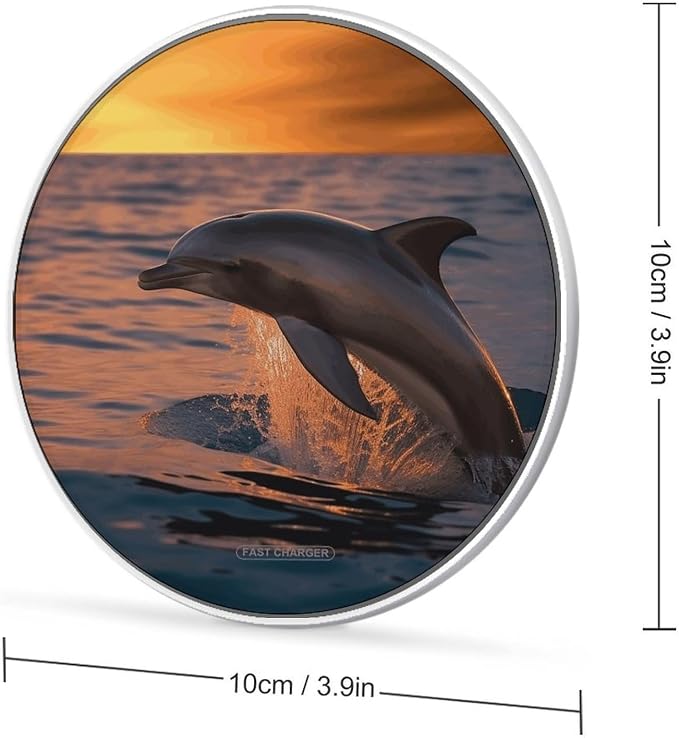 Dusk Dolphin Wireless Charger Fast Charging Pad | Anti-Slip Qi Certified Wireless Charging Pad for All Phones with Wireless Charging Function for Home Office Travel