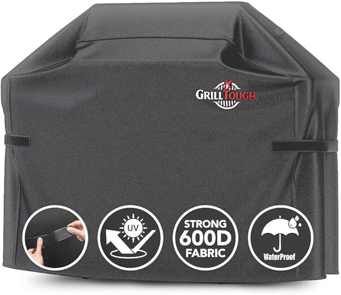 GrillTough Heavy Duty BBQ Grill Cover for Outdoor Grill, 72 Inch – Waterproof, Weather Resistant, UV & Fade Resistant with Adjustable Straps – Gas Grill Cover for Weber, Charbroil, etc. Charcoal
