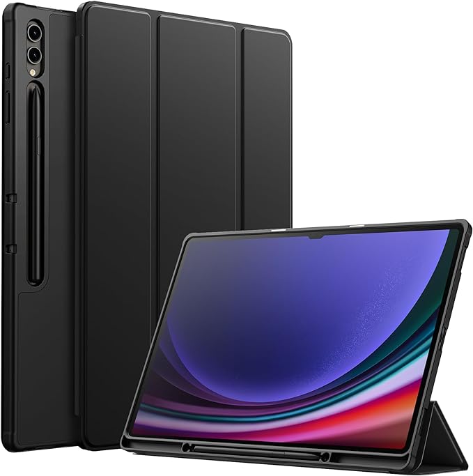 JETech Case for Galaxy Tab S10 Ultra/S9 Ultra 14.6 Black | Cover Soft TPU Protection S Pen Holder Tri-Fold Stand Supports S Pen Charging Auto Wake/Sleep Shockproof Lightweight