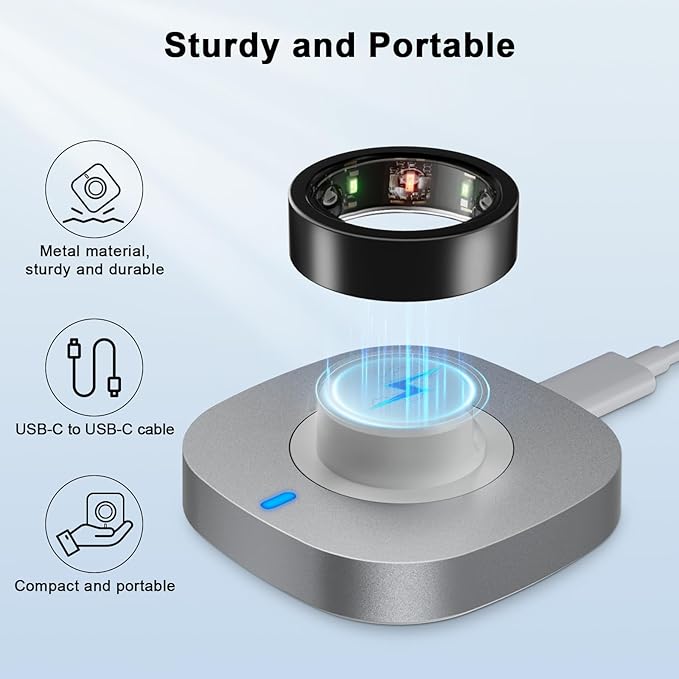ZOOROO Charger Compatible with Oura Ring Gen 3 Size 6, Fast Charging Dock with USB-C Cable