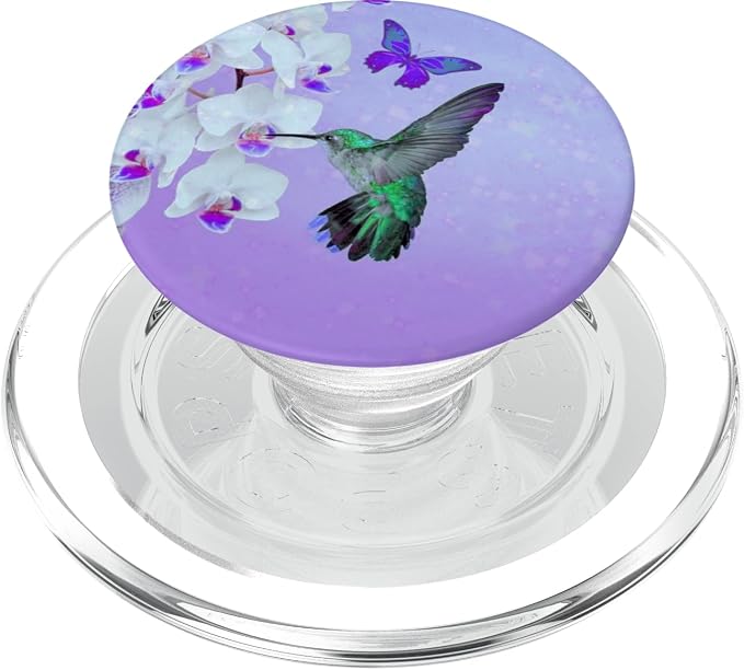 Cell Phone Pop Up Holder Hummingbird Flower Butterfly Purple PopSockets Adhesive PopGrip
